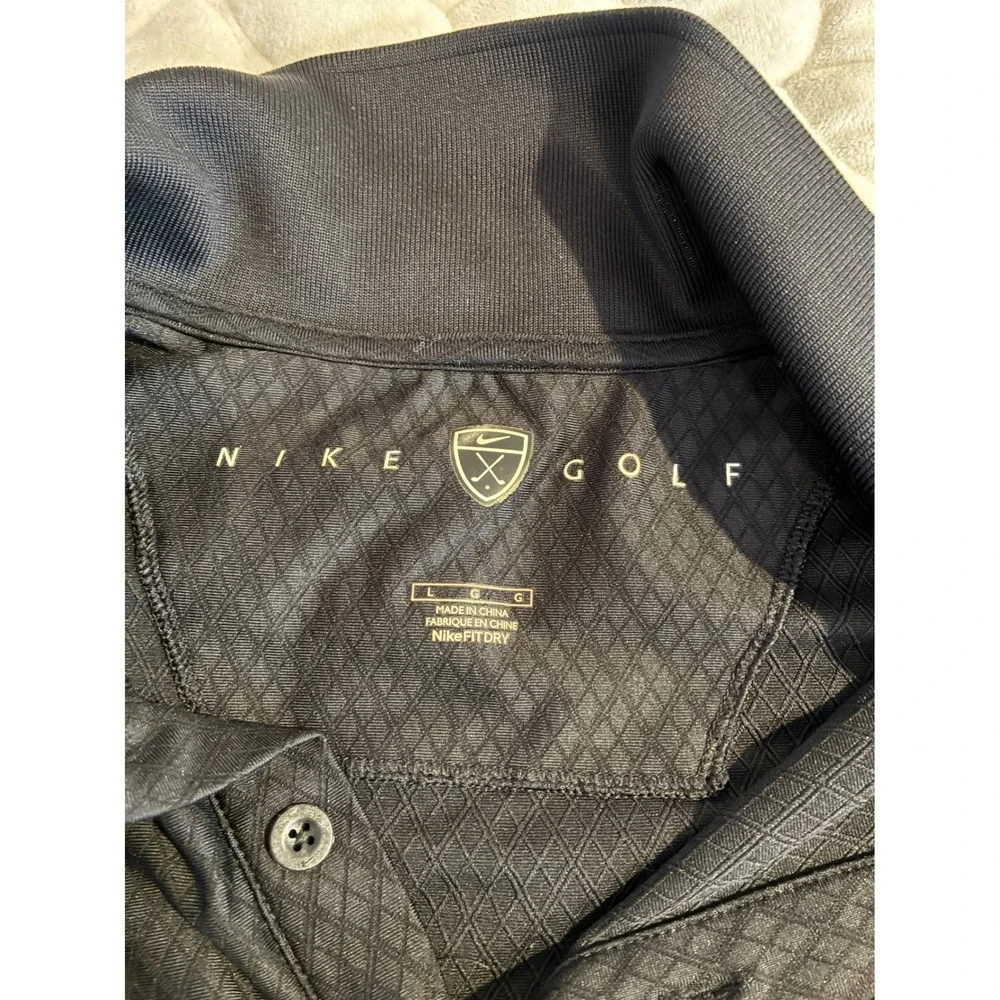 Nike Golf Polo Shirt Dri-FIT Black Diamond‎ Weave Short Sleeve Athletic Mens-L